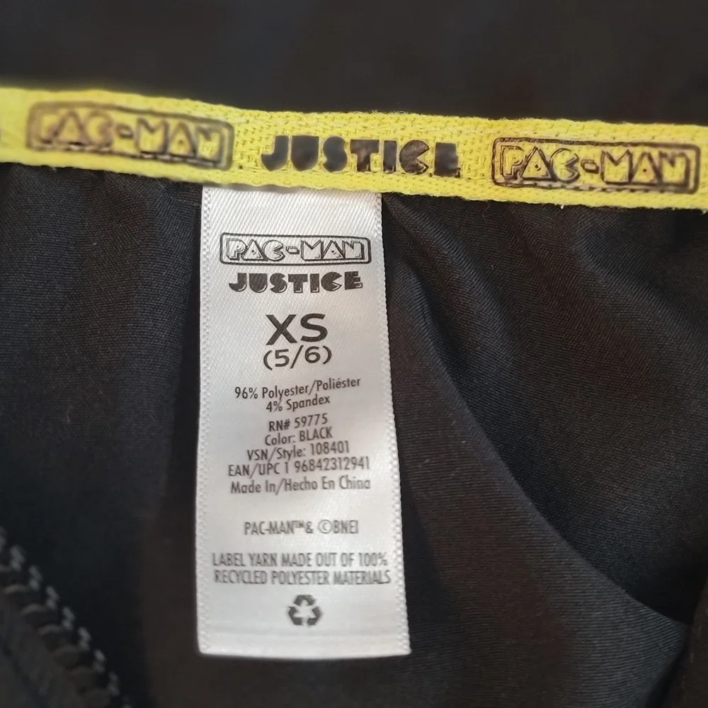 Justice x Pac-Man Girls Black Sleeveless Zip Front Romper Size XS 5/6